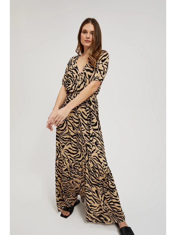 Moodo Bež uzorirana haljina