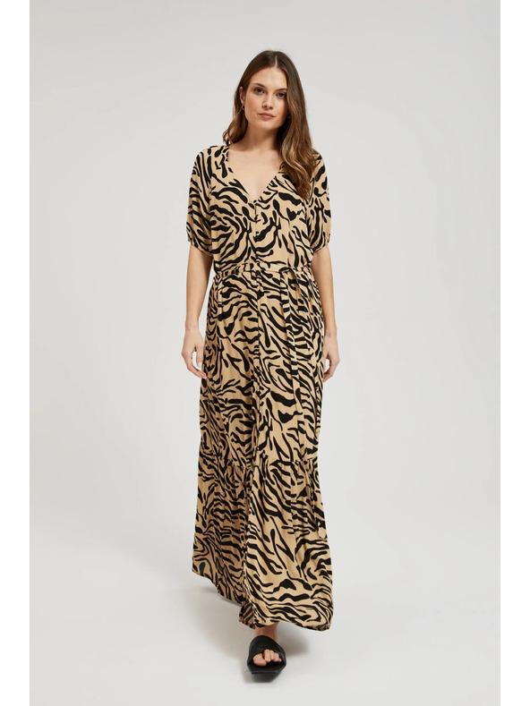 Moodo Bež uzorirana haljina