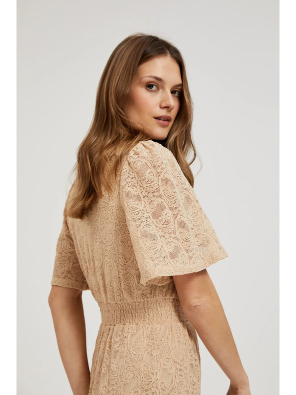 Moodo Krem čipkaste maxi haljine