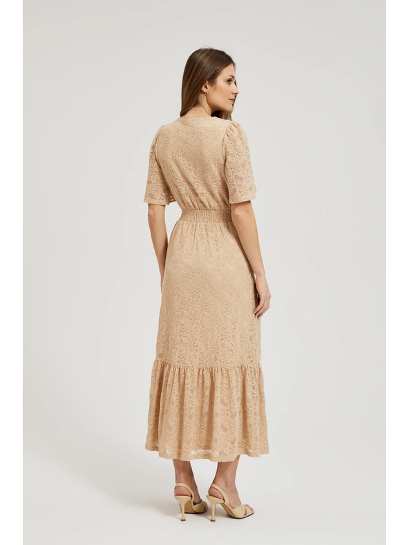 Moodo Krem čipkaste maxi haljine