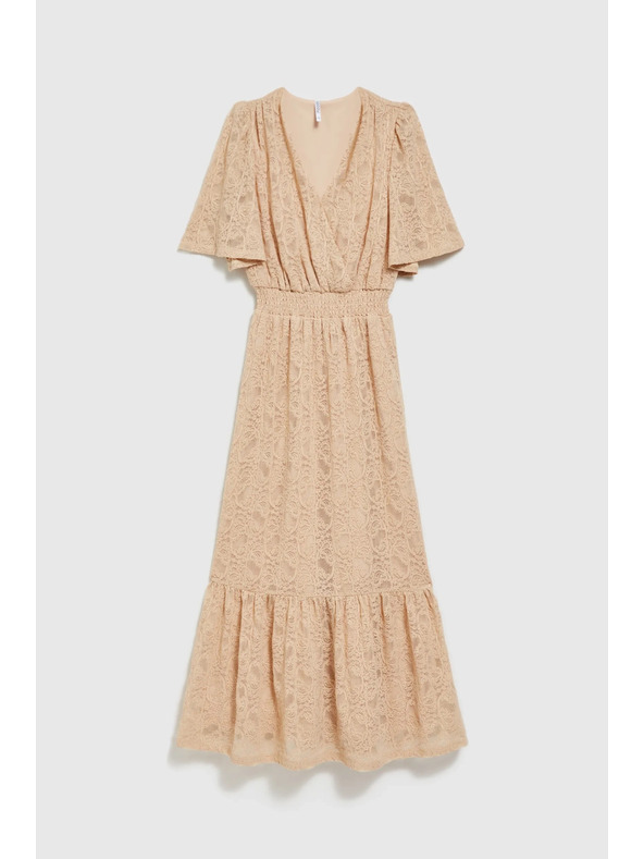 Moodo Krem čipkaste maxi haljine
