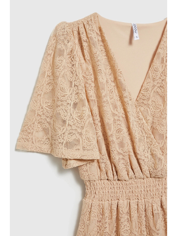 Moodo Krem čipkaste maxi haljine