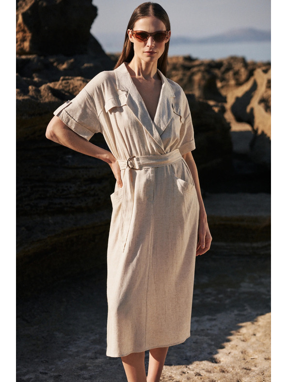 Moodo Bež haljina s pojasom