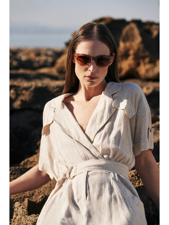 Moodo Bež haljina s pojasom