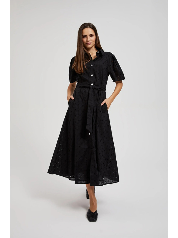 Moodo Crne košulje haljine sa širokim rukavima