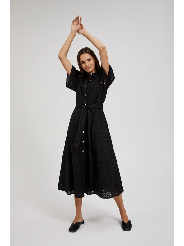 Moodo Crne košulje haljine sa širokim rukavima