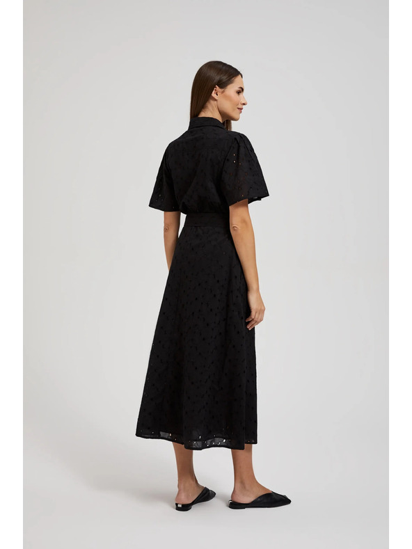 Moodo Crne košulje haljine sa širokim rukavima