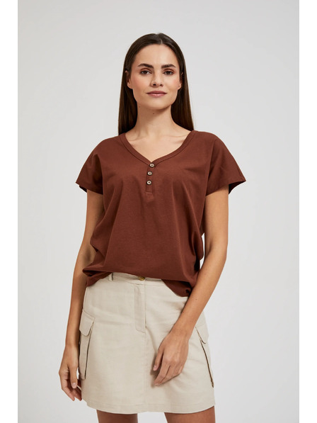 Moodo Smeđa majica s gumbima