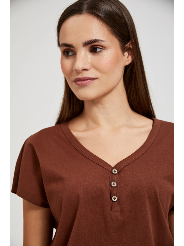 Moodo Smeđa majica s gumbima