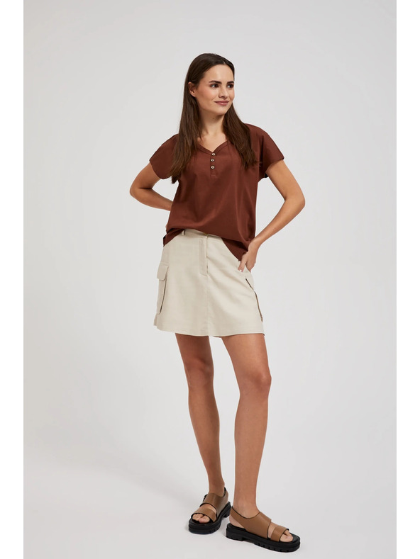 Moodo Smeđa majica s gumbima