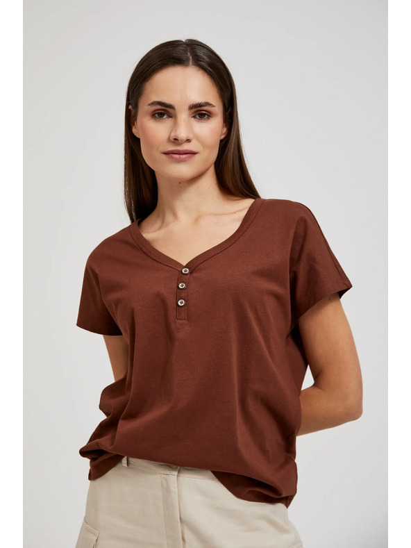 Moodo Smeđa majica s gumbima