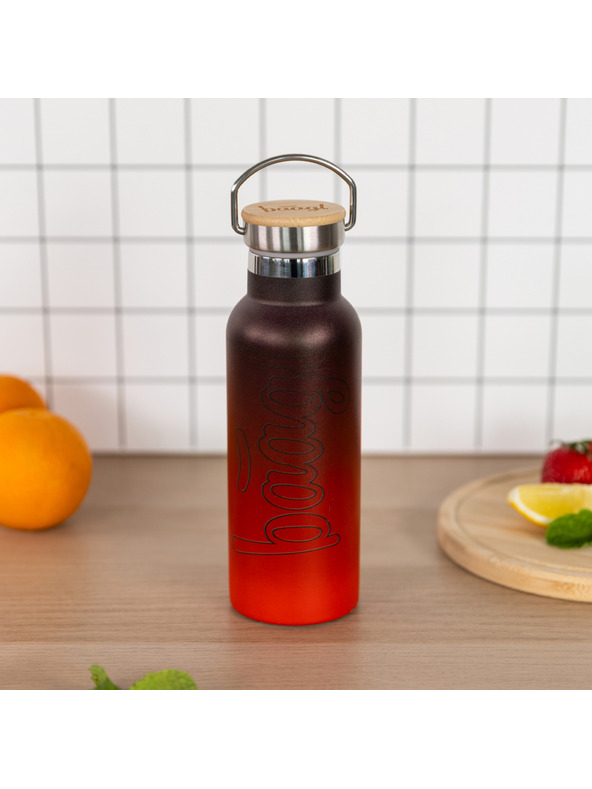 BAAGL  BAAGL Termosica s bambusovim poklopcem Gradient crveno-crna, 500 ml