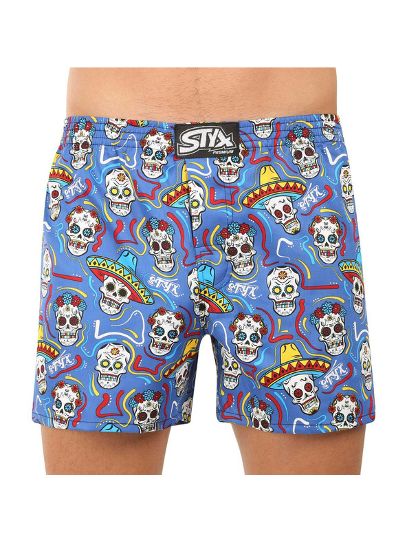 Styx Muške bokserice Styx premium art klasična guma lubanje