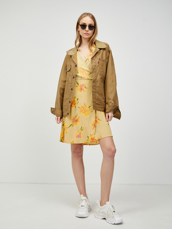 Pieces Pieces Tianna Tie Up žuta cvjetna haljina na omot