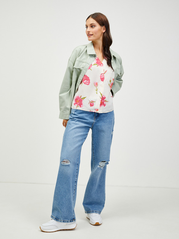 Pieces Pieces Tianna krem ​​bluza s cvjetnim gumbima