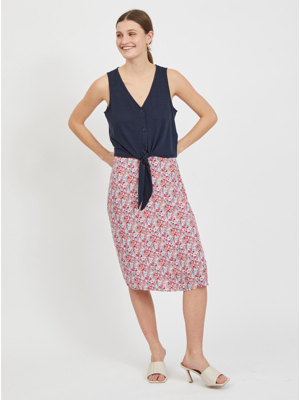 Vila Tamnoplavi kratki top s kravatom VILA Anika