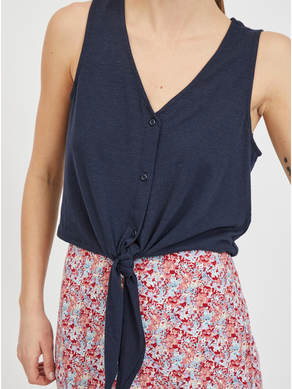 Vila Tamnoplavi kratki top s kravatom VILA Anika