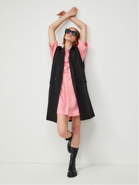 Vero Moda Roza košulja haljina sa primjesama lana VERO MODA Haf