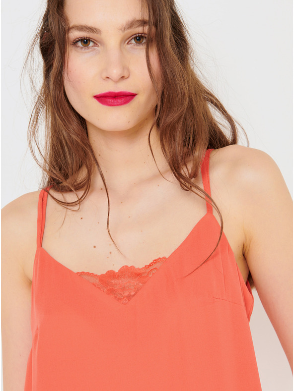 CAMAIEU Narančasti top s čipkom CAMAIEU