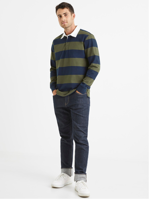 Celio Plavo-zelena muška prugasta polo majica Celio Verugby