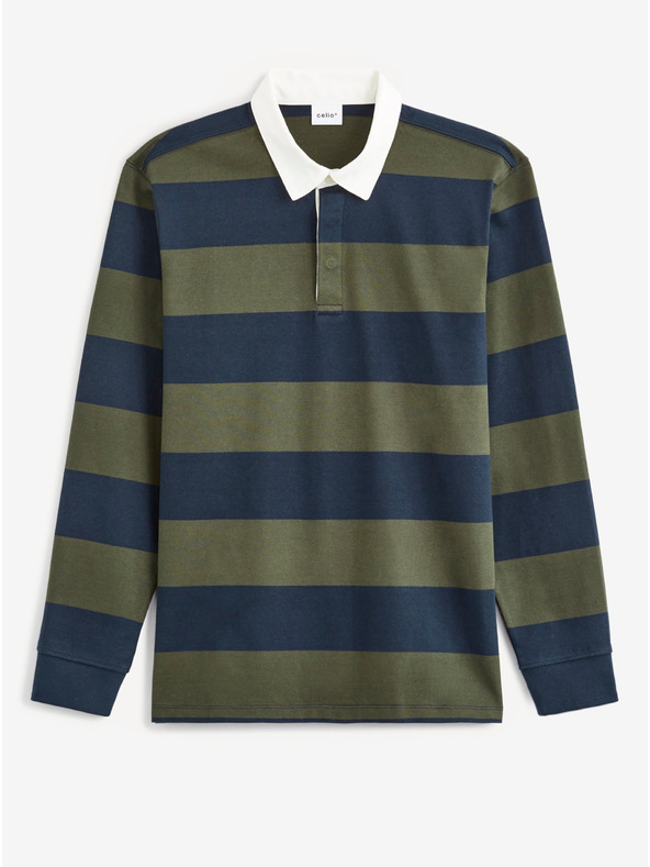 Celio Plavo-zelena muška prugasta polo majica Celio Verugby