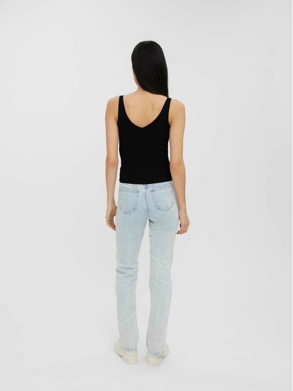 Vero Moda Crna VERO MODA Glory rebrasta osnovna majica bez rukava