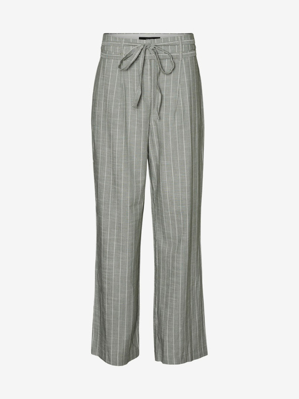 Vero Moda Svijetlo zelene široke hlače na pruge VERO MODA Serena