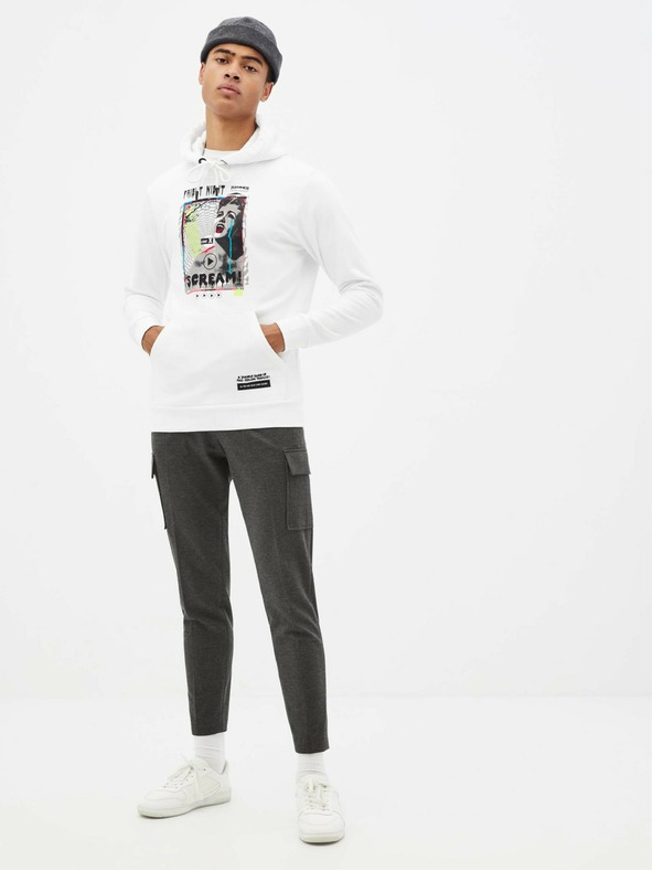 Celio Bijela muška majica s kapuljačom Celio Taste of Fear