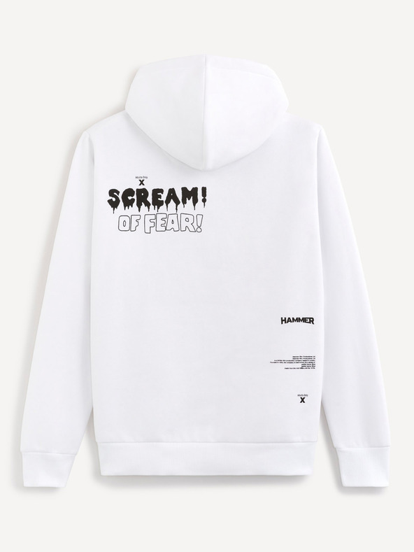 Celio Bijela muška majica s kapuljačom Celio Taste of Fear