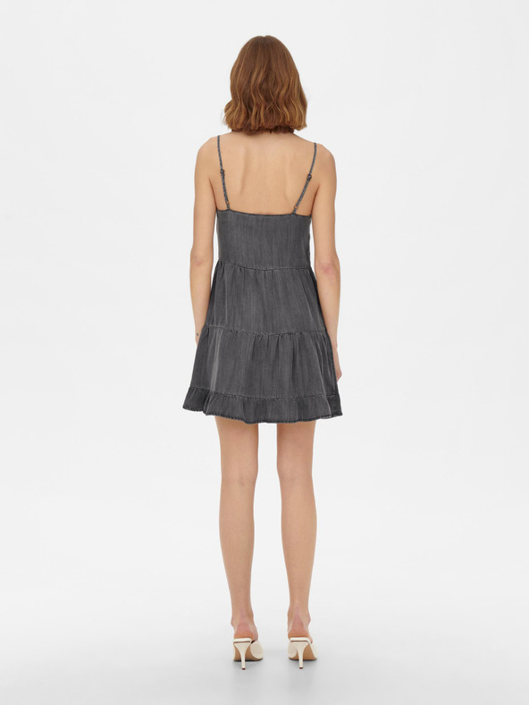 ONLY Tamno siva kratka haljina na bretele SAMO Ragna