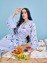 ZOOT.collab Plavi ženski cvjetni kućni ogrtač iz kolekcije BESKY by ZOOT