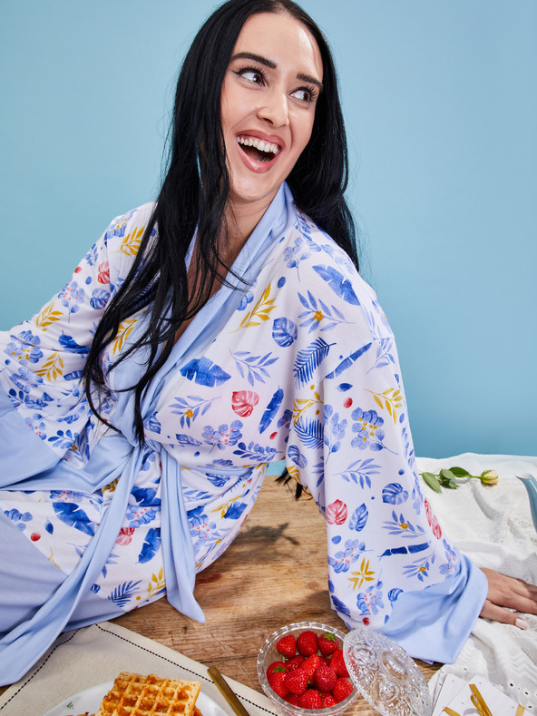 ZOOT.collab Plavi ženski cvjetni kućni ogrtač iz kolekcije BESKY by ZOOT