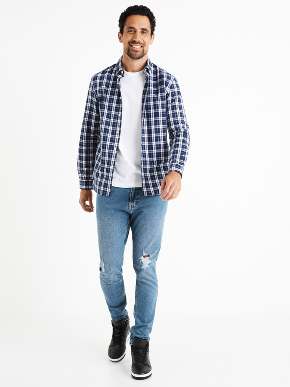 Celio Plava muška karirana košulja Celio Canew