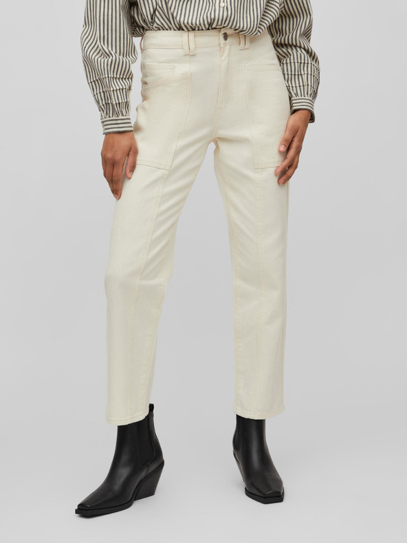 Vila Krem ženske traperice ravnog kroja VILA Outline