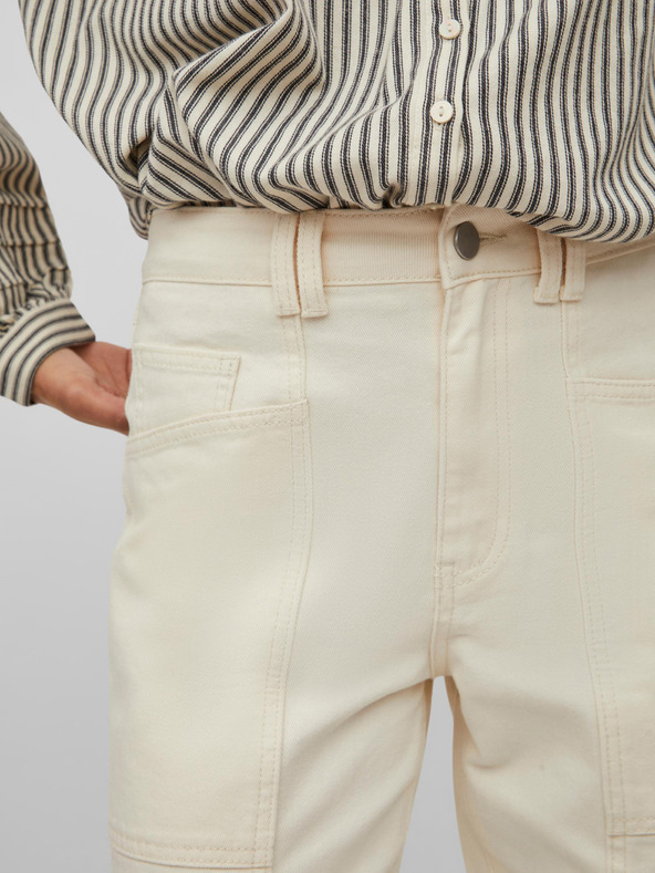 Vila Krem ženske traperice ravnog kroja VILA Outline