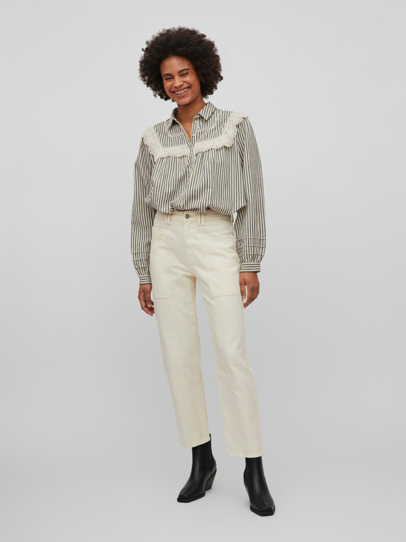 Vila Krem ženske traperice ravnog kroja VILA Outline