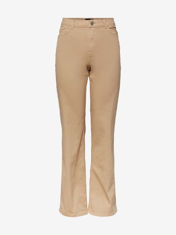 Pieces Bež ženske široke traperice Pieces Peggy