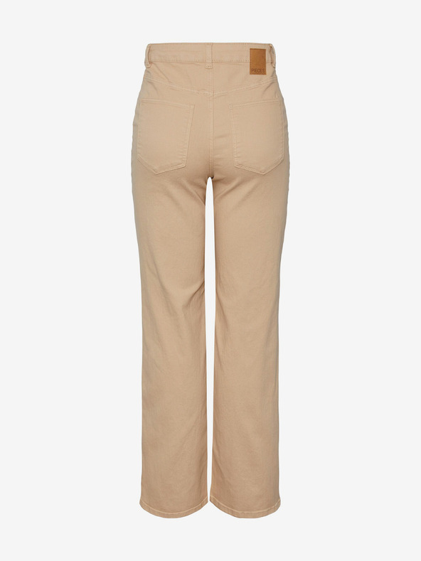 Pieces Bež ženske široke traperice Pieces Peggy