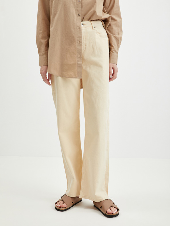 Pieces Pieces Holly Cream ženske traperice širokih nogavica