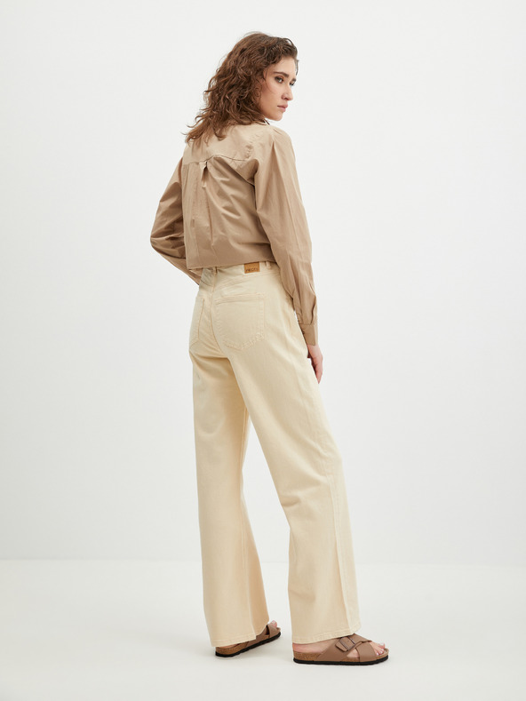 Pieces Pieces Holly Cream ženske traperice širokih nogavica