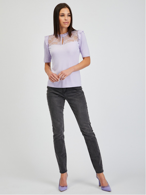 Orsay Svjetloljubičasta ženska majica s čipkom ORSAY