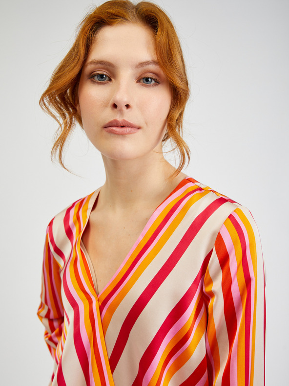 Orsay Ružičasto-narančasta ženska prugasta satenska bluza ORSAY
