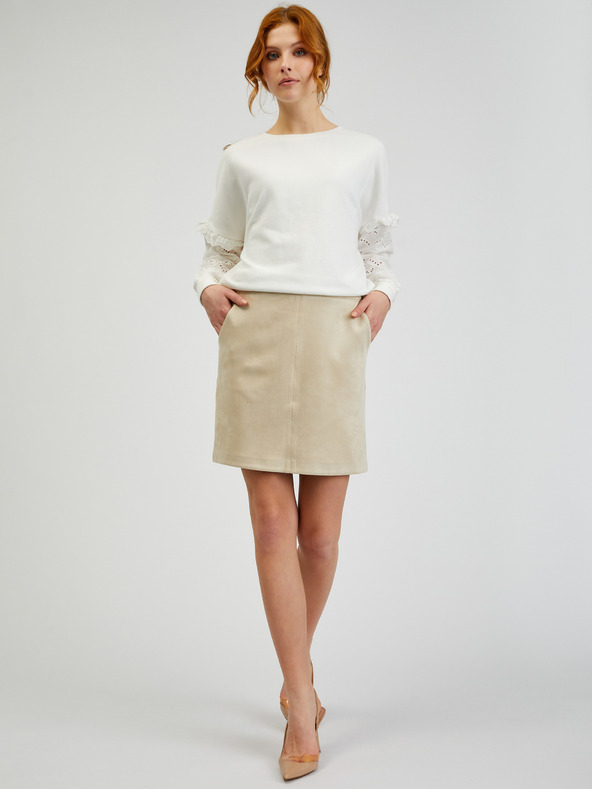 Orsay Bež ženska suknja od brušene kože ORSAY