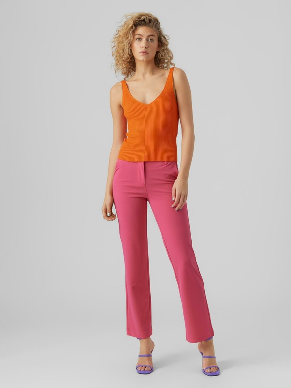 Vero Moda Narančasta ženska rebrasta osnovna majica bez rukava VERO MODA Glory