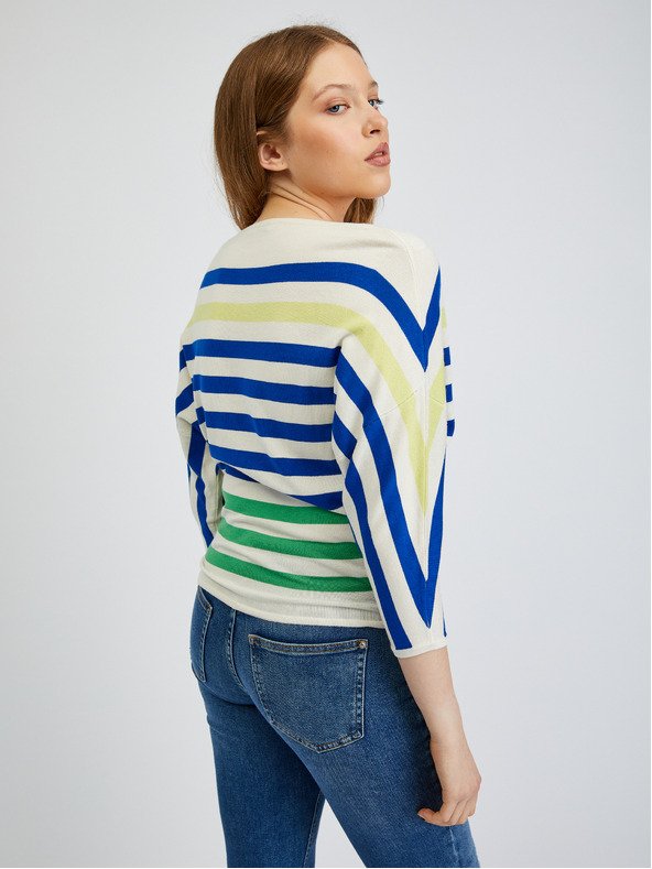 Orsay Plavo-krem ženski prugasti pulover ORSAY