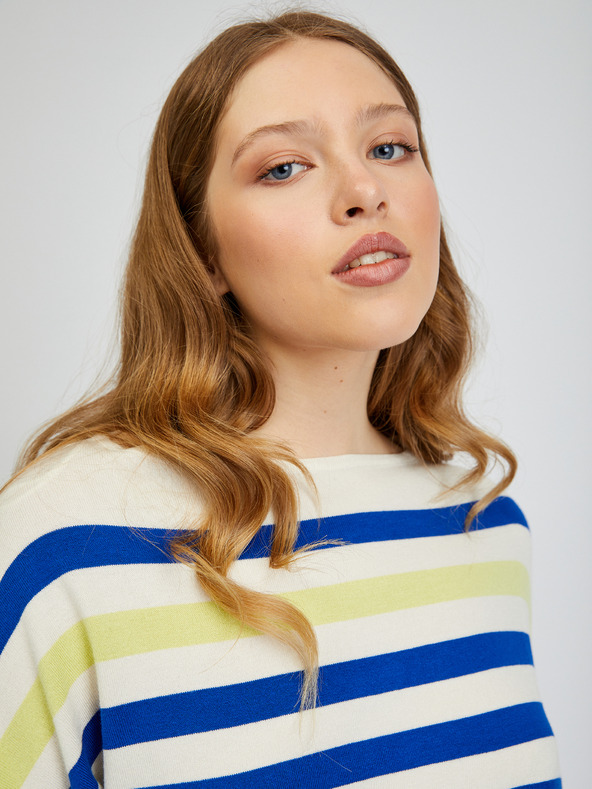 Orsay Plavo-krem ženski prugasti pulover ORSAY