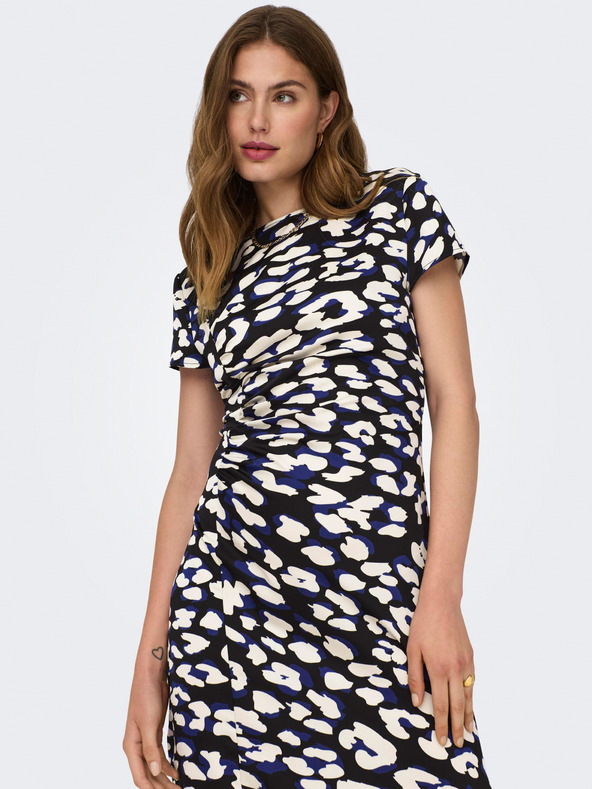 Jacqueline de Yong JDY Urba ženska kremasto crna haljina s uzorkom