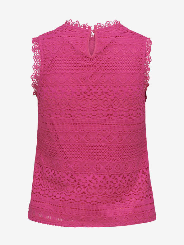 ONLY Tamno rozi ženski top s čipkom ONLY Evie