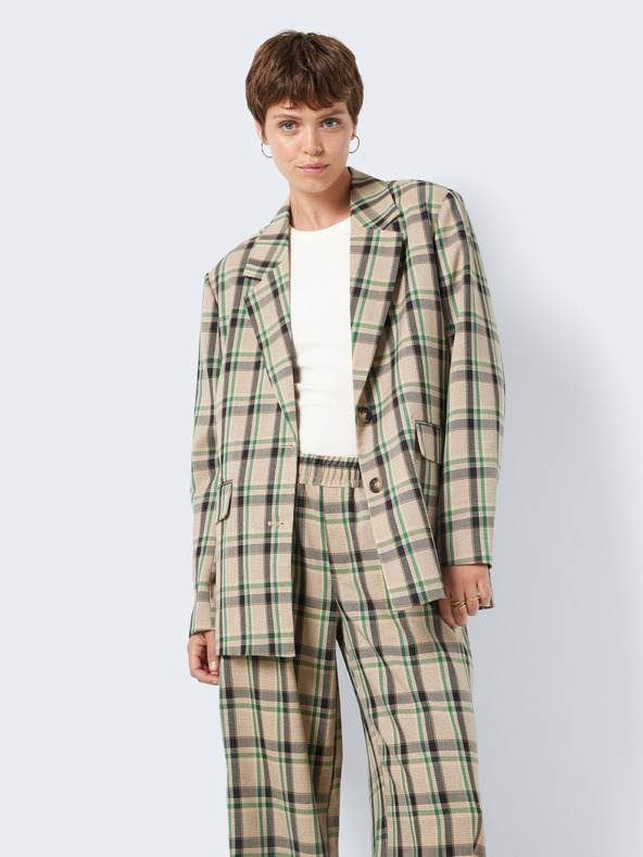 Noisy May Beige Noisy May Laura ženska oversized karirana jakna