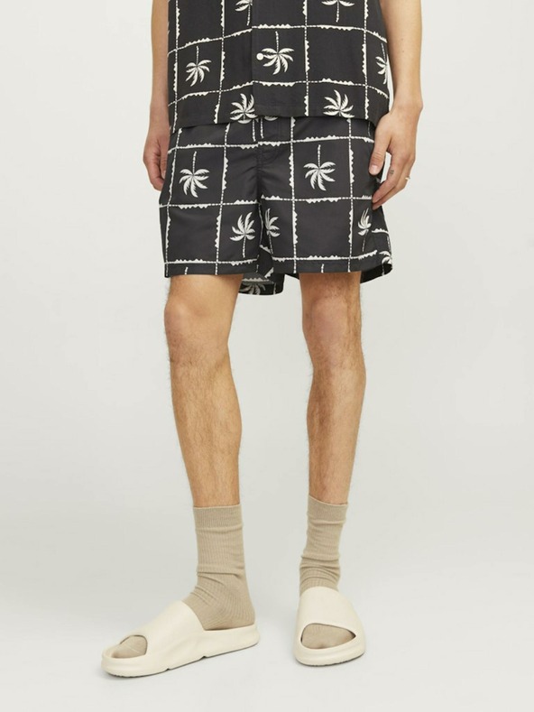Jack & Jones Crni muški kupaći kostim Jack & Jones Fiji s uzorkom